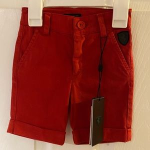 NWT Scuderia Ferrari Infant Adjustable Infant Red Chino Shorts- SZ 3-6 Months